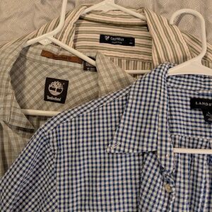 Timberland Blue and White Plaid Button Down Shirt